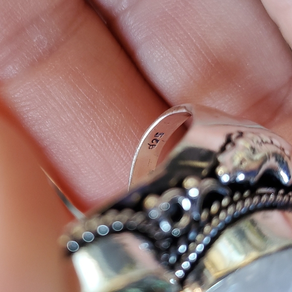 New Rainbow Moonstone & Green Amethyst 925 Silver Statement Ring. - Picture 12 of 15